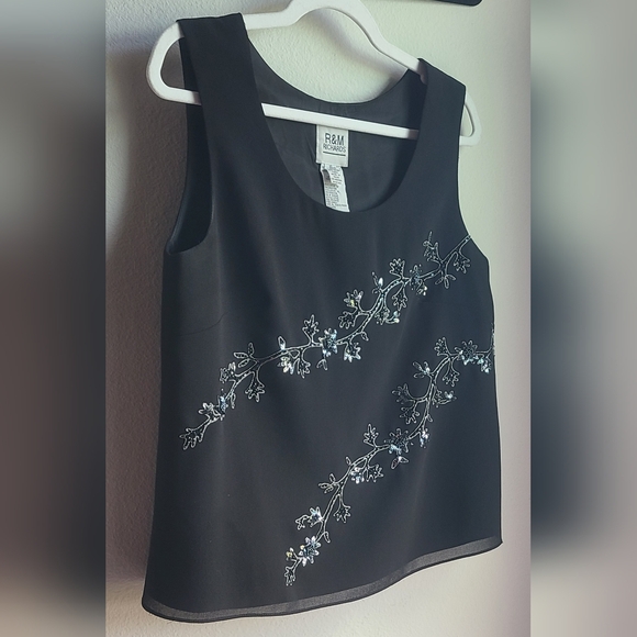 R&M Richards - Woman's 3 Pc Black Sequins Formal Jacket, Tank, & Pant Set, Sz 10 - Picture 11 of 12